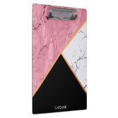 Roos Gold Black en White Marble Pattern Klembord (Rechts)