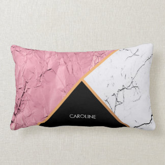 Roos Gold Black en White Marble Pattern Kussen