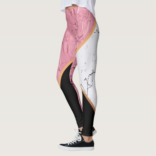 Roos Gold Black en White Marble Pattern Leggings (Links)