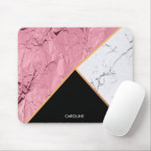 Roos Gold Black en White Marble Pattern Muismat (Met muis)