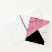 Roos Gold Black en White Marble Pattern Notitieboek (Binnen)