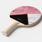 Roos Gold Black en White Marble Pattern Tafeltennisbatje (Voorkant Gekanteld)