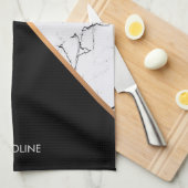 Roos Gold Black en White Marble Pattern Theedoek (Quarter Fold)