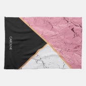 Roos Gold Black en White Marble Pattern Theedoek (Horizontaal)