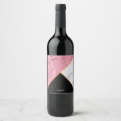 Roos Gold Black en White Marble Pattern Wijn Etiket (Voorkant)