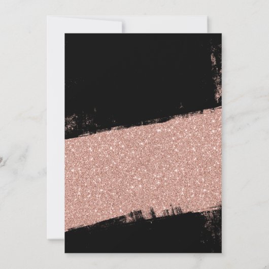 Roos Gold Black Faux Glitter Brush Sweet 16 Kaart (Achterkant)