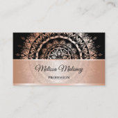 Roos Gold Black Floral Damask Mandala Visitekaartje (Voorkant)