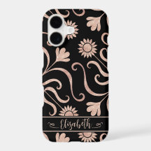 Roos Gold & Black Floral Damask Sunflower Folk Art