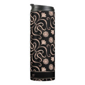 Roos Gold & Black Floral Damask Sunflower Folk Art Thermosbeker (Geroteerd rechts)