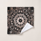 Roos Gold Black Floral Elegant Mandala Bad Handdoek (Wasdoekje)