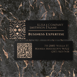 Roos Gold & Black Floral Folk Art Elegant Feminine Mini Visitekaartje