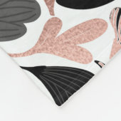 Roos Gold Black Floral Leaf Illustration Pattern Fleece Deken (Hoek)