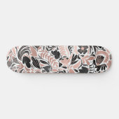 Roos Gold Black Floral Leaf Illustration Pattern Persoonlijk Skateboard (Horizontaal)