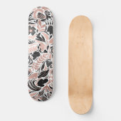 Roos Gold Black Floral Leaf Illustration Pattern Persoonlijk Skateboard (Voorkant)
