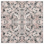 Roos Gold Black Floral Leaf Illustration Pattern Stof (Swatch)