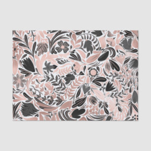 Roos Gold Black Floral Leaf Illustration Pattern Tissuepapier