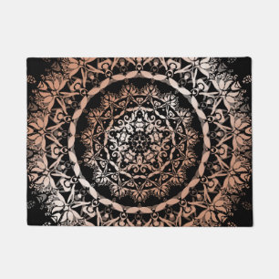 Roos Gold Black Floral Mandala Deurmat