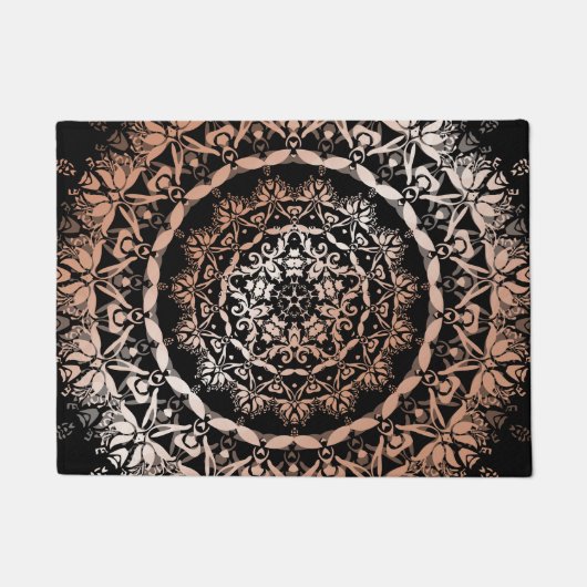 Roos Gold Black Floral Mandala Deurmat (Voorkant)