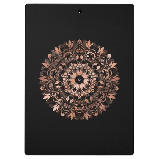 Roos Gold Black Floral Mandala Klembord (Achterkant)