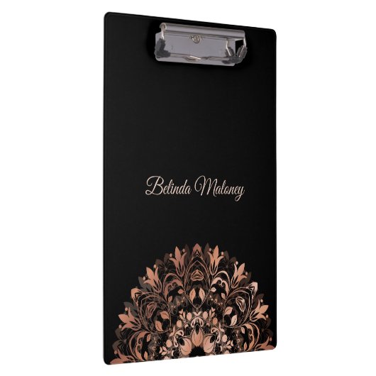 Roos Gold Black Floral Mandala Klembord (Rechts)