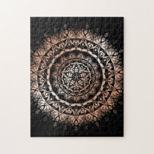 Roos Gold Black Floral Mandala Legpuzzel
