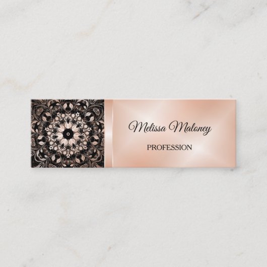 Roos Gold Black Floral Mandala Mini Visitekaartje (Voorkant)