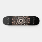 Roos Gold Black Floral Mandala Monogram Skateboard (Horizontaal)