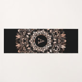 Roos Gold Black Floral Mandala Monogram Yoga Mat (Voorkant (horizontaal))