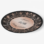 Roos Gold Black Floral Mandala Papieren Bordje (Gekanteld)