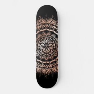 Roos Gold Black Floral Mandala Persoonlijk Skateboard