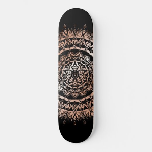 Roos Gold Black Floral Mandala Persoonlijk Skateboard (Voorkant)
