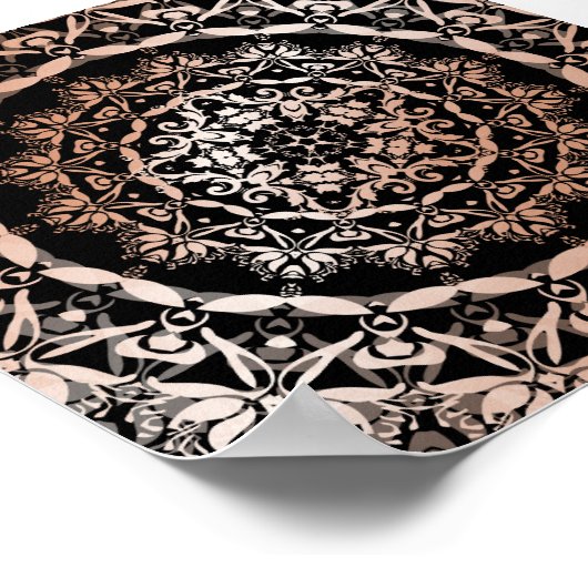 Roos Gold Black Floral Mandala Poster (Hoek)