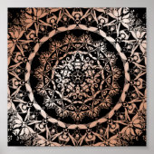 Roos Gold Black Floral Mandala Poster (Voorkant)