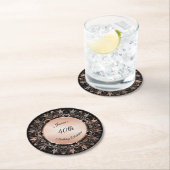 Roos Gold Black Floral Mandala Ronde Kartonnen Onderzetter (Insitu)