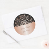 Roos Gold Black Floral Mandala Ronde Sticker (Envelop)