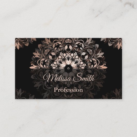 Roos Gold Black Floral Mandala Salon Visitekaartje (Voorkant)