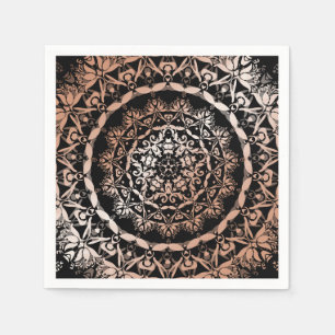 Roos Gold Black Floral Mandala Servetten