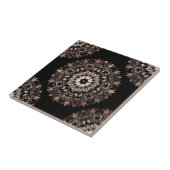 Roos Gold Black Floral Mandala Tegeltje (Zijkant)