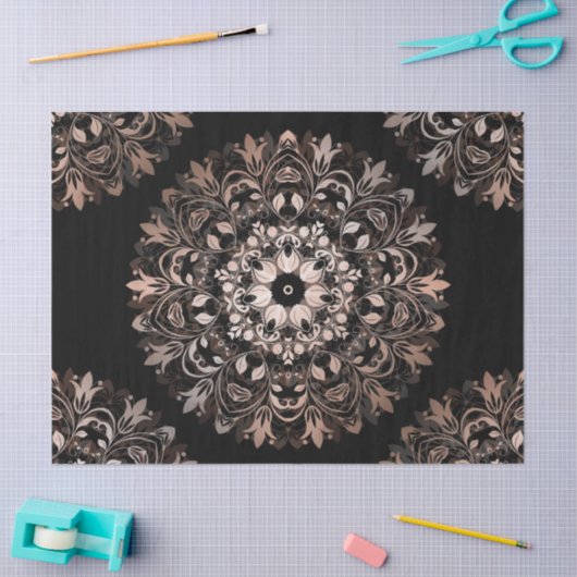 Roos Gold Black Floral Mandala Tissuepapier (Craft)
