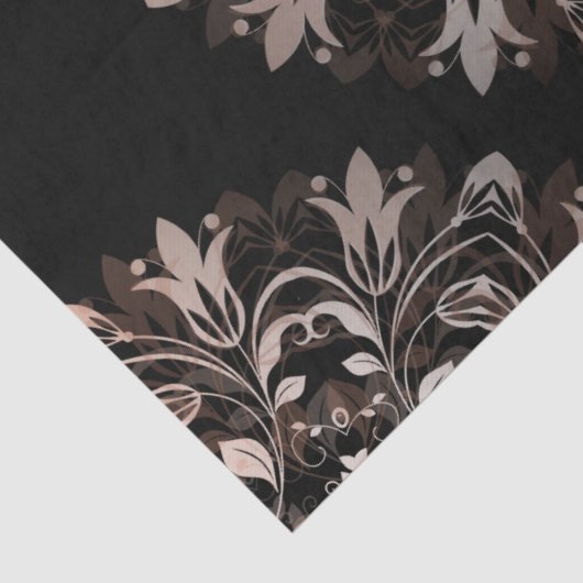 Roos Gold Black Floral Mandala Tissuepapier (Detail)