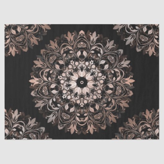 Roos Gold Black Floral Mandala Tissuepapier (Voorkant)