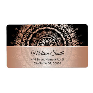 Roos Gold Black Floral Modern Mandala Etiket