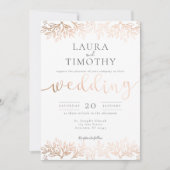 Roos Gold Black Floral Rustic Typography Wedding Kaart (Voorkant)