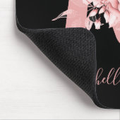 Roos Gold Black Floral Waterverf Monogram Muismat (Hoek)