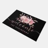 Roos Gold Black Floral Welkomstnaam  Deurmat (Schuin)