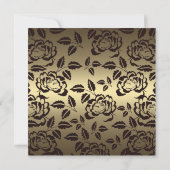 Roos Gold & Black Flower Verjaardagsuitnodiging Kaart (Achterkant)