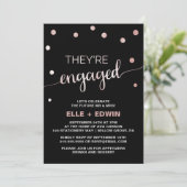 Roos Gold & Black Glam Confetti Engagement Party Kaart (Staand voorkant)