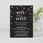 Roos Gold & Black Glam Confetti Mr en Mrs Wedding Kaart (Staand voorkant)