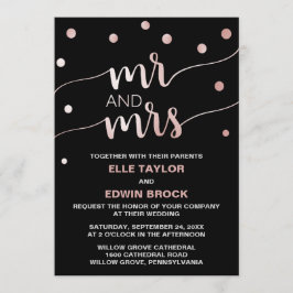 Roos Gold & Black Glam Confetti Mr en Mrs Wedding Kaart