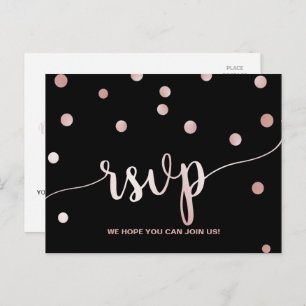 Roos Gold & Black Glam Confetti Song Request RSVP Uitnodiging Briefkaart